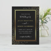 Aangepaste Black and Gold Wedding Invitation Sjabl (Staand voorkant)