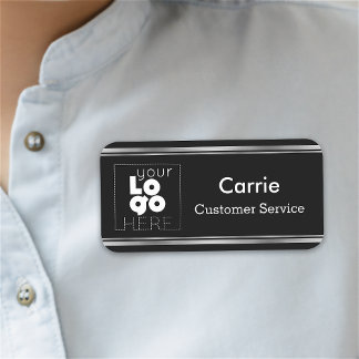 Aangepaste Black and Silver Business Logo Naam Tag