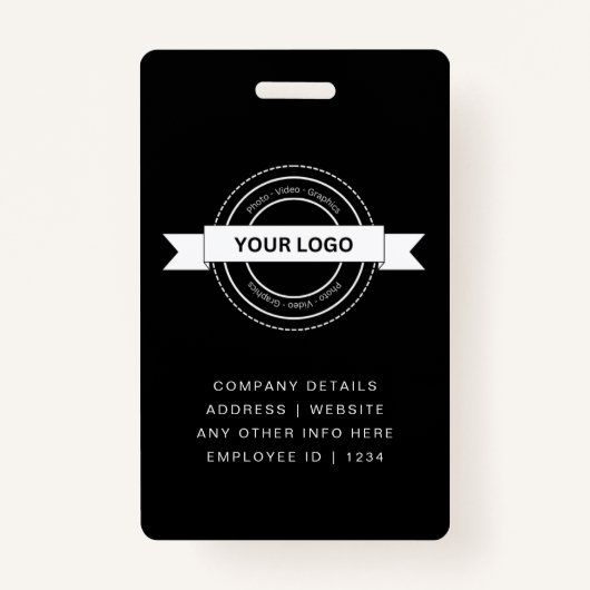 Aangepaste Black Business Employee Kaart Modern Badge (Achterkant)