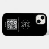 Aangepaste Black Business QR-code Case-Mate iPhone Case (Achterkant (horizontaal))