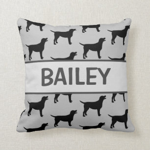 Aangepaste Black Lab Hond Silhouet Kussen