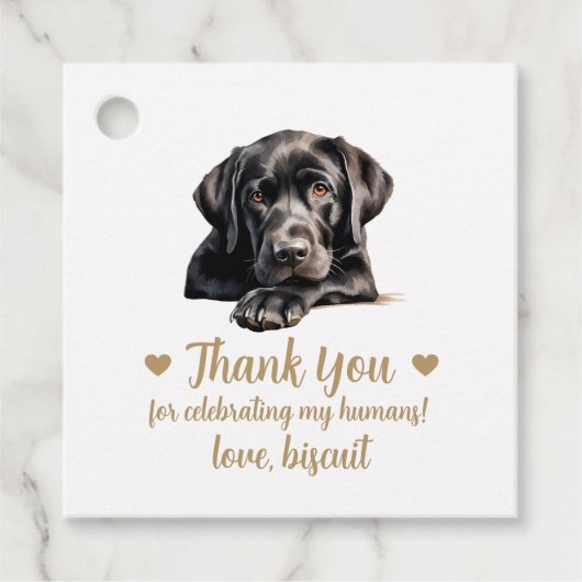 Aangepaste Black Lab Hond Wedding Favoriete Labels (Voorkant)