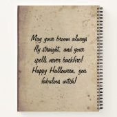 Aangepaste Black Spooky Scary Script Halloween Wit Notitieboek (Achterkant)