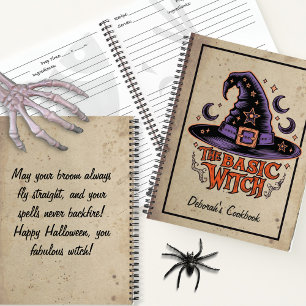Aangepaste Black Spooky Scary Script Halloween Wit Notitieboek