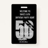 Aangepaste Black VIP Pass Verjaardagsfeestuitnodig Badge (Voorkant)