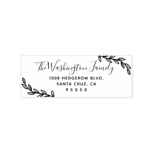 Aangepaste bladeren & script familienaam retouradr rubberstempel (Afrduk)