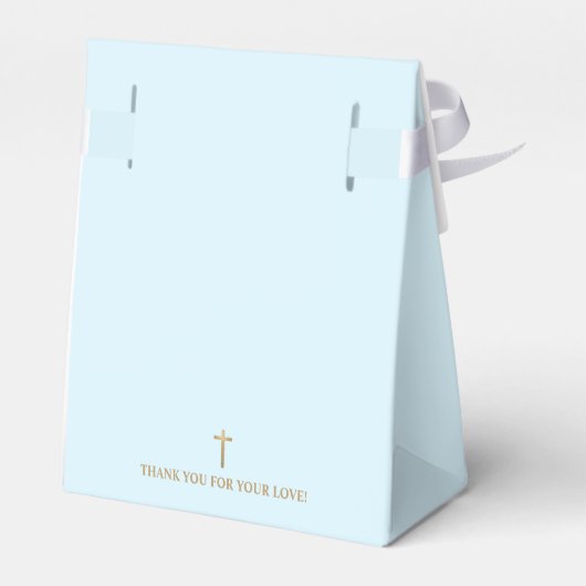 Aangepaste Blauw gouden kruis Toewijding Dank u Bedankdoosjes (Achterkant)