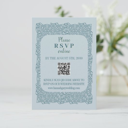 Aangepaste blauw kant QR code Enclosure Kaarten (Staand voorkant)