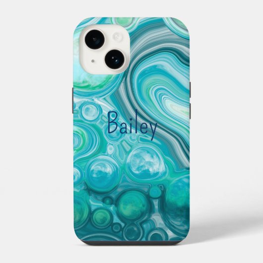 Aangepaste blauw turquoise Zee Waves belbles iPhone Hoesje (Achterkant)