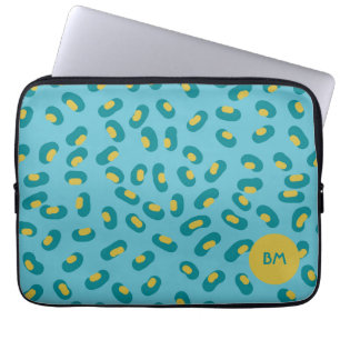 aangepaste blauwe abstracte dierenhuid laptop tas