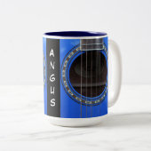 Aangepaste blauwe akoestische gitaar Mok (Voorkant rechts)