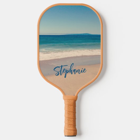 Aangepaste blauwe Blauwgroen Californische strand Pickleball Paddle (Voorkant)