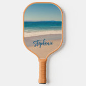 Aangepaste blauwe Blauwgroen Californische strand Pickleball Paddle (Achterkant)