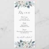 Aangepaste Blauwe Bloemen Bruiloft Menu (4 "x9") (Voorkant)