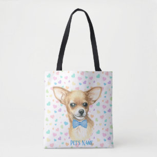 Aangepaste blauwe Bowtie Chihuahua Draagtas