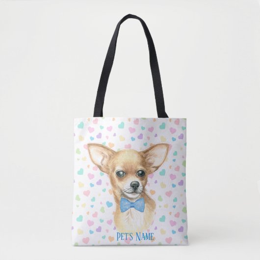 Aangepaste blauwe Bowtie Chihuahua Draagtas (Voorkant)