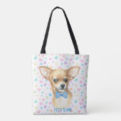 Aangepaste blauwe Bowtie Chihuahua Draagtas (Achterkant)