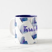 Aangepaste blauwe    butterflyTwo-Tone Mok (Voorkant links)