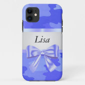 Aangepaste Blauwe Camouflage Blauwe Bow Case-Mate iPhone Case (Achterkant)