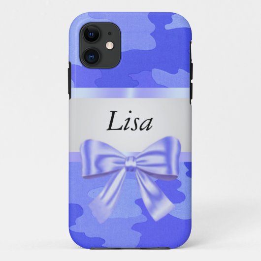 Aangepaste Blauwe Camouflage Blauwe Bow Case-Mate iPhone Case (Achterkant)
