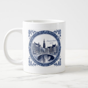 Aangepaste Blauwe Delfts Amsterdam Souvenir Extra Grote Beker