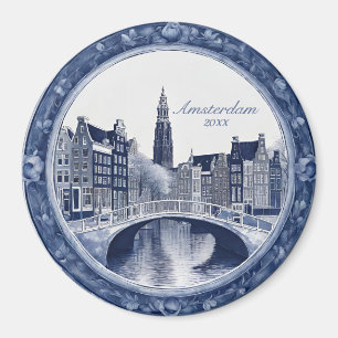 Aangepaste Blauwe Delfts Amsterdam Souvenir Magneet