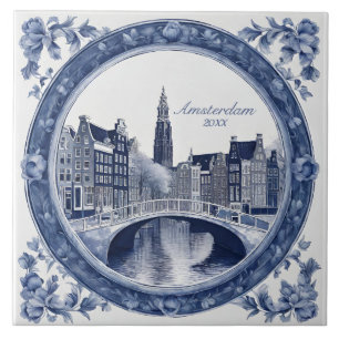Aangepaste Blauwe Delfts Amsterdam Souvenir Tegeltje