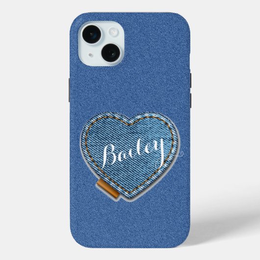 Aangepaste blauwe denim Heart iPhone / iPad case (Achterkant)