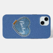 Aangepaste blauwe denim Heart iPhone / iPad case (Achterkant (horizontaal))