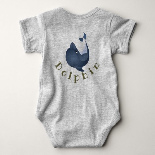 Aangepaste blauwe dolfijn romper (Achterkant)