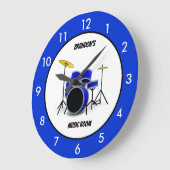Aangepaste blauwe drumset muziek grote klok (Hoek)