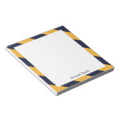 Aangepaste blauwe en gele strepen notitieblok (Schuin)
