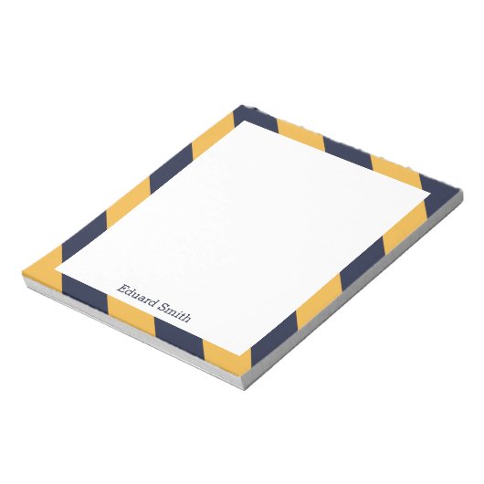 Aangepaste blauwe en gele strepen notitieblok (Gedraaid)