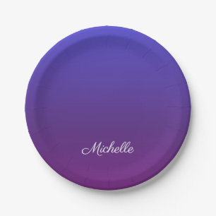 Aangepaste blauwe en paarse ombre papieren bordje