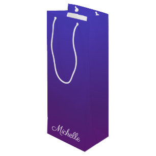 Aangepaste blauwe en paarse ombre wijn cadeautas