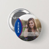 Aangepaste blauwe en rode Afstuderen foto Button (Voorkant /achterkant)