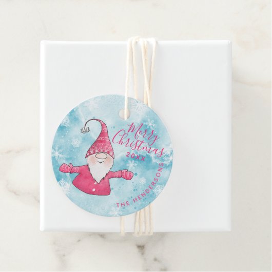 Aangepaste Blauwe en Roze Schattigee Gnoom Vrolijk Bedankjes Labels (In situ)