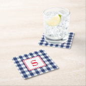 Aangepaste blauwe en witte buffelplaat vierkante kartonnen onderzetter (Insitu)