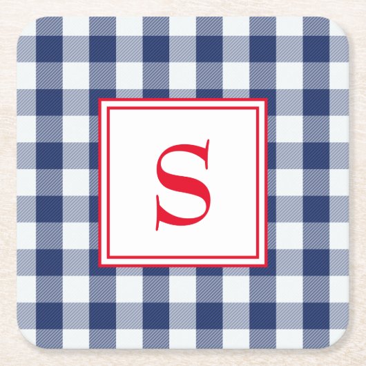 Aangepaste blauwe en witte buffelplaat vierkante kartonnen onderzetter (Voorkant)