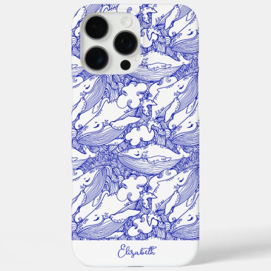 Aangepaste blauwe en witte bultrug walvis Case-Mate iPhone case (Achterkant)