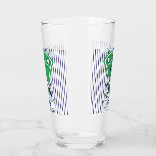 Aangepaste blauwe en witte honkbal glas (Links)