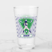 Aangepaste blauwe en witte honkbal glas (Voorkant)