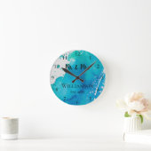 Aangepaste blauwe en witte Waterverf Ronde Klok (Huis)