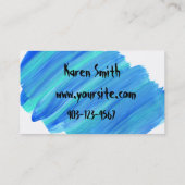 Aangepaste blauwe, gestremde kunstwinkel visitekaartje (Achterkant)