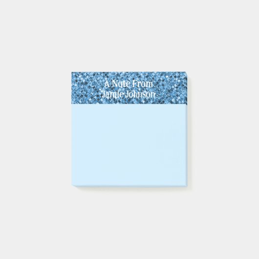 Aangepaste blauwe glitter verlicht lichte blauwe a post-it® notes (Voorkant)
