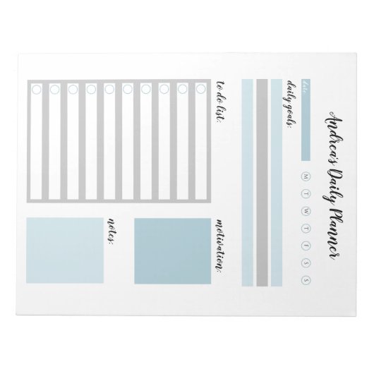 Aangepaste blauwe grijze dagplank notitieblok (Voorkant)