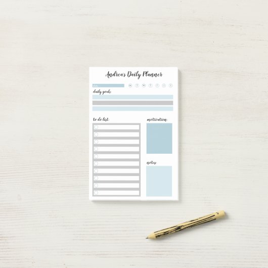 Aangepaste blauwe grijze dagplank post-it® notes (Op bureau)