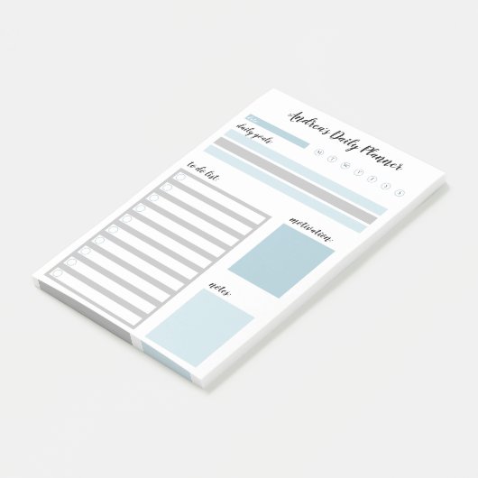 Aangepaste blauwe grijze dagplank post-it® notes (Schuin)