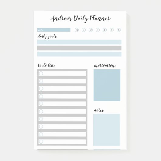 Aangepaste blauwe grijze dagplank post-it® notes (Voorkant)