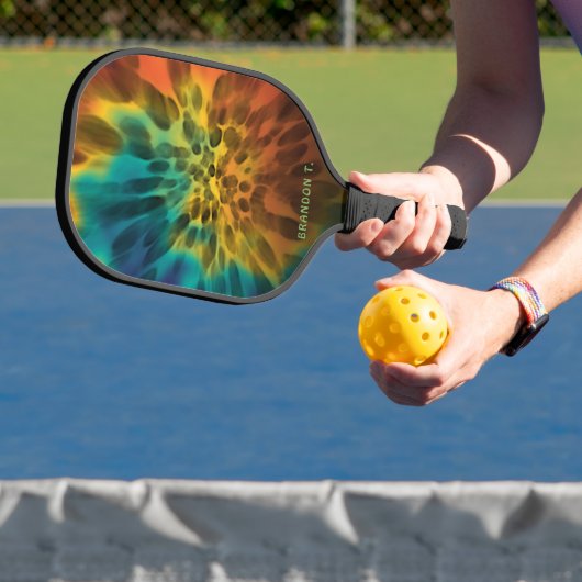 Aangepaste blauwe groene Paarse Oranje retro Tie D Pickleball Paddle (Insitu)